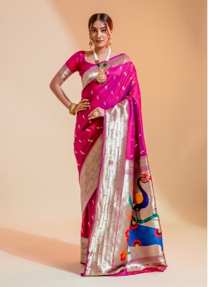 Traditional Saree Zari Silk in Pink