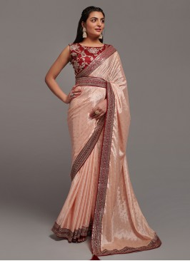 Transcendent Embroidered Chinon Contemporary Saree