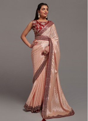 Transcendent Embroidered Chinon Contemporary Saree