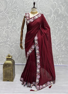 Transcendent Thread Vichitra Silk Contemporary Saree
