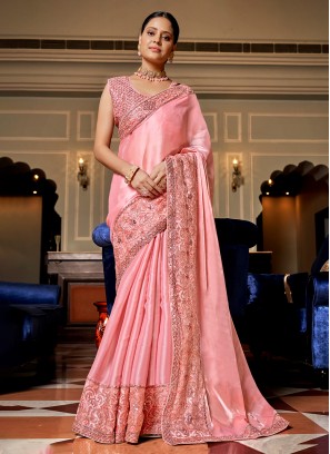 Trendy Chiffon Embroidered Contemporary Style Saree