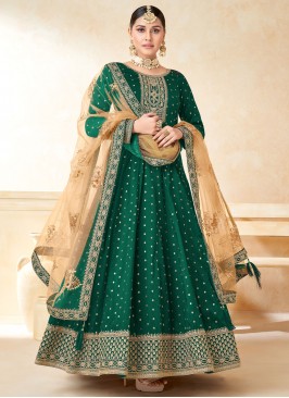 Trendy Green Embroidered Anarkali Salwar Suit