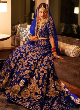 Trendy Lehenga Choli Diamond Velvet in Blue