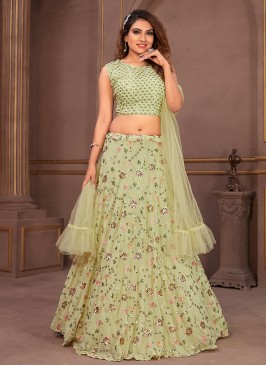 Trendy Lehenga Choli Embroidered Viscose in Sea Green