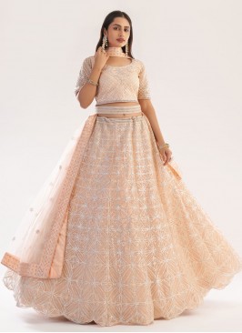 Trendy Lehenga Choli Gota Work Net in Peach