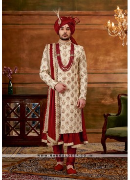 Trendy Men's Anarkali-style Sherwani with Hand & M