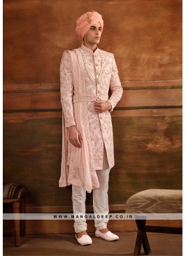 Trendy Men's Sherwani with Hand & Machine Work Wit