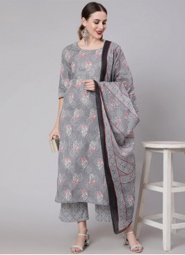 Trendy Salwar Suit Printed Cotton in Grey