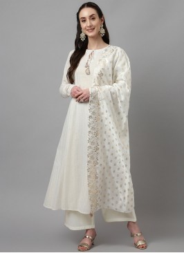 Trendy Salwar Suit Printed Cotton in White