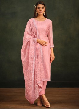 Trendy Salwar Suit Swarovski Organza in Pink
