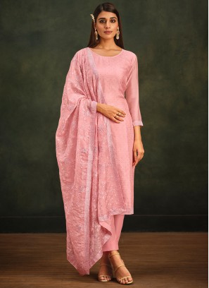 Trendy Salwar Suit Swarovski Organza in Pink