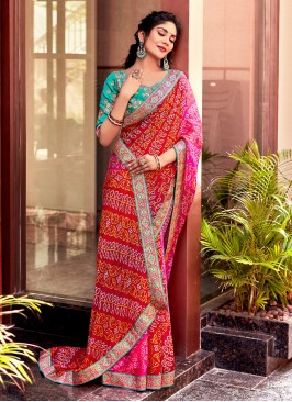 Trendy Saree Bandhej Chiffon in Multi Colour