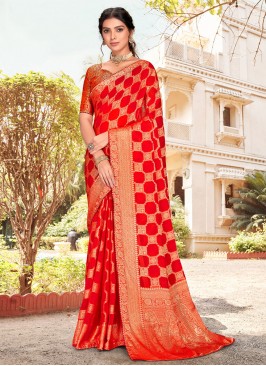 Trendy Saree Border Silk in Red