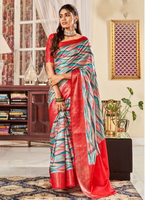 Trendy Saree Digital Print Satin in Multi Colour