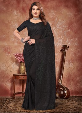 Trendy Saree Embroidered Georgette in Black