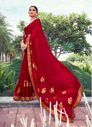 Trendy Saree Printed Silk in Maroon