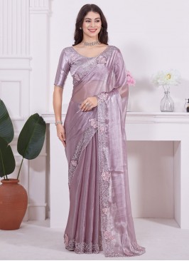 Trendy Saree Sequins Organza in Purple