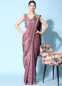 Trendy Saree Sequins Satin Silk in Mauve 