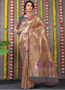 Trendy Saree Weaving Banarasi Silk in Brown