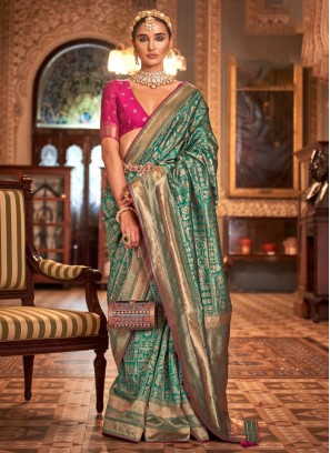 Trendy Saree Weaving Banarasi Silk in Green