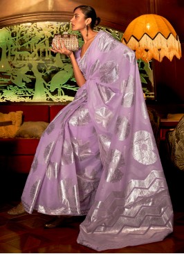 Trendy Saree Weaving Handloom silk in Lavender