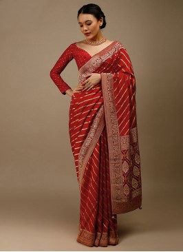 Trendy Saree Woven Art Banarasi Silk in Red