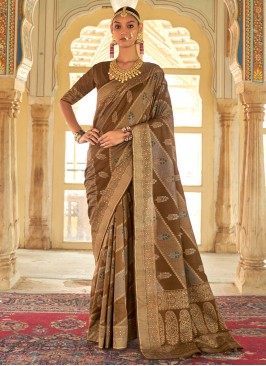 Trendy Silk Brown Classic Saree