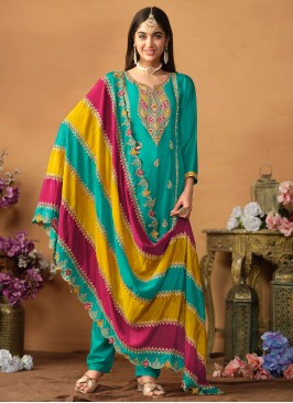 Turquoise Ceremonial Pant Style Suit