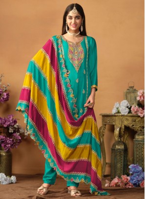 Turquoise Ceremonial Pant Style Suit