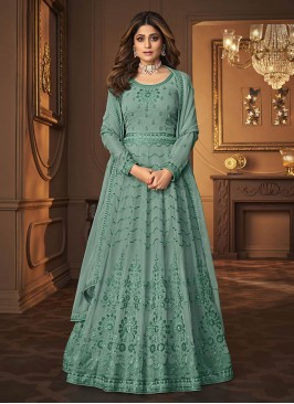 Turquoise Color Georgette Anarkali Suit