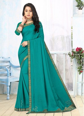 Turquoise Color Silk Daily Wear Saree