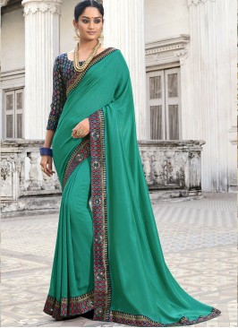 Turquoise Color Silk Party Wear Saree