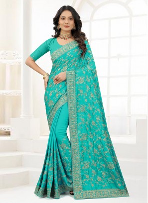 Turquoise Color Traditional Designer Saree