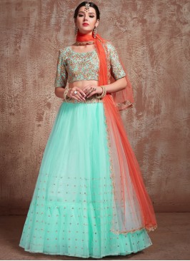 Turquoise Color Trendy Lehenga Choli