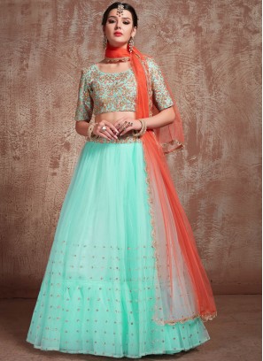 Turquoise Color Trendy Lehenga Choli