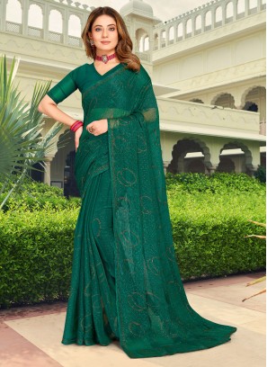 Turquoise Color Trendy Saree