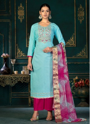 Turquoise Designer Ceremonial Palazzo Salwar Suit