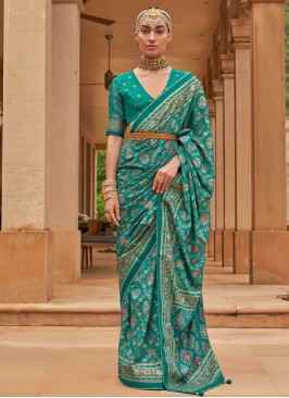 Turquoise Diamond Wedding Classic Saree