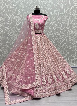 Pink Elegance Latest Designer Party Wear Heavy Soft Net Lehenga Choli.