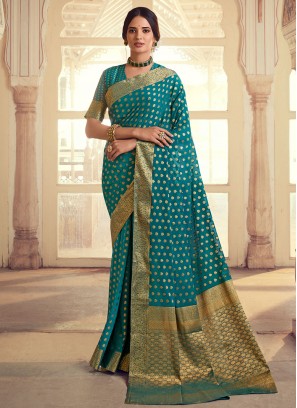 Turquoise Festival Silk Classic Saree