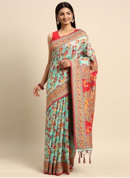 Turquoise Mehndi Saree