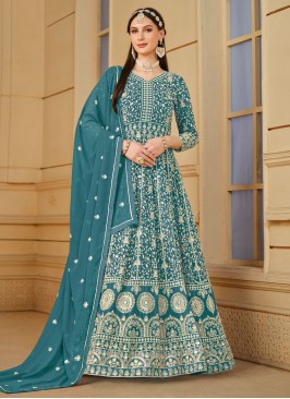 Turquoise Reception Salwar Kameez