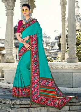 Turquoise Weaving Trendy Saree