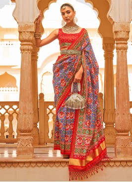 Tussar Silk Blue Trendy Saree