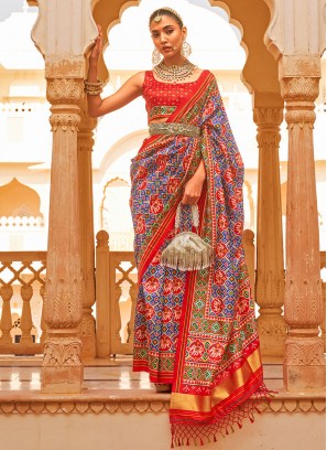 Tussar Silk Blue Trendy Saree