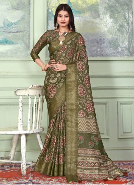 Tussar Silk Saree in Green