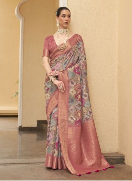 Tussar Silk Traditional Saree in Multi Colour