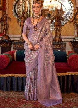 Tussar Silk Traditional Saree in Purple