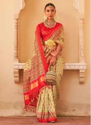 Tussar Silk Zari Contemporary Style Saree in Beige