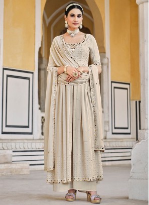 Unique Chiku Mirror Work Georgette Party Wear Salwar Suit